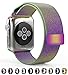 Leefrei Stainless Steel Mesh Band Milanese Loop Replacement Strap Compatible with Apple Watch Series 4 (44mm) Series 3 2 1 (42mm) - Colorful