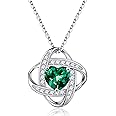Iefil Valentines Day Gifts for Her - 925 Sterling Silver Love Knot Birthstone Necklace, Natural or Created Gemstone, Anniversary Birthday Gifts for Women, Jewelry Gifts for Wife Mom Girlfriend