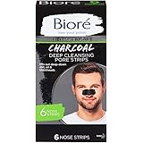 Bioré Men's Skincare Charcoal Deep Cleansing Pore Strips, Nose Strips for Blackhead Removal on Oily Skin, with Natural Charco