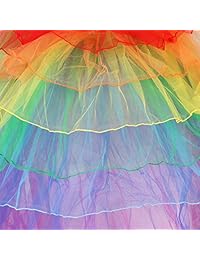 Falda con polisón para dama Pixnor con larga cola de bailarina, falda globo de lencería, color arco iris, un tamaño