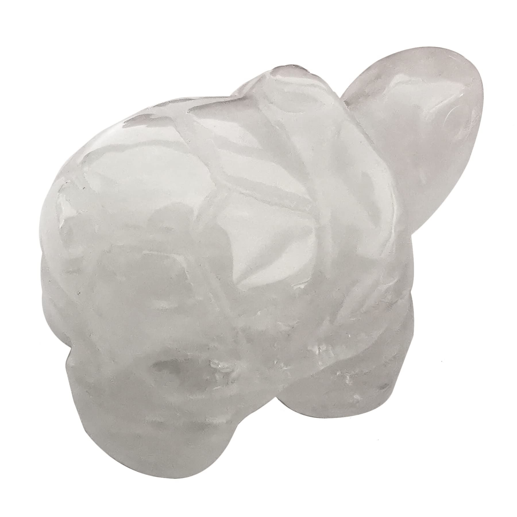 Lovionus89 Hand Carved Stone Crystal Turtle, 40mm Small Turtle Animal Figure Bag Statue Sculpture, White Quartz
