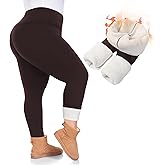 Plus Size Fleece Lined Leggings Women - Thick Soft Black Tummy Control Thermal Warm Velvet Winter Pants for Women