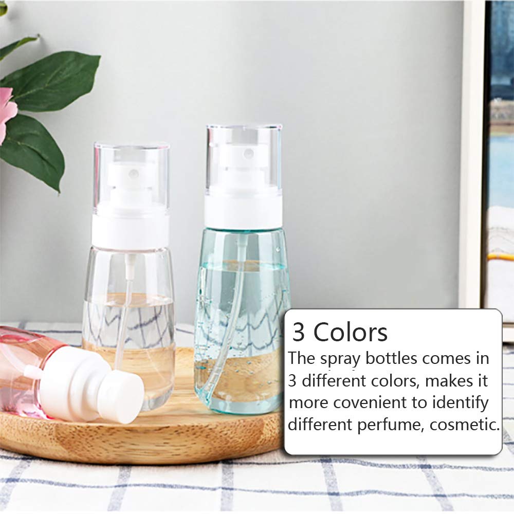 Plastic Spray Bottle, 3 Pack 60ml/2oz Spray Bottles, Fine Mist Spray Bottle for Travel and Home, Refillable Empty Mister Spray Bottles for Cleaning Products, Perfume, Essential Oils. : Beauty