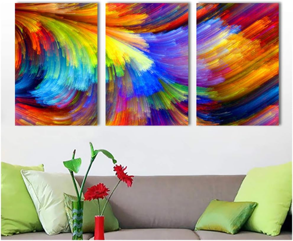 ZMFBHFBH 3 Pieces Wall Art Canvas Pictures Colorful Pattern Abstract