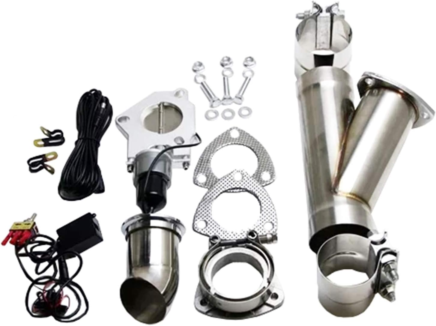 Granatelli Motorsports 302535 Electronic Exhaust Cutout Kit 3.5 in. 89 mm. Stainless Steel Slip Fit w/Band Clamp Electronic Exhaust Cutout Kit