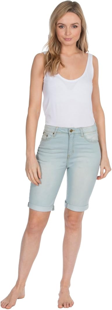 womens knee length shorts elasticated waist