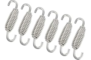 ACROPIX 6 Pcs 55mm 2.17" Motorcycle Muffler Exhaust Pipe Spring Universal Stainless Steel Silver Tone Car Parts