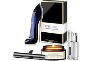 PERFUME4ALL Good Girl | 2.7 Oz EDP Spray Gift Set with Lavender Soy Candle (5 ml), Car Air Fresheners, and Empty Travel Perfume Atomizer Perfect Kit for Women & Girls