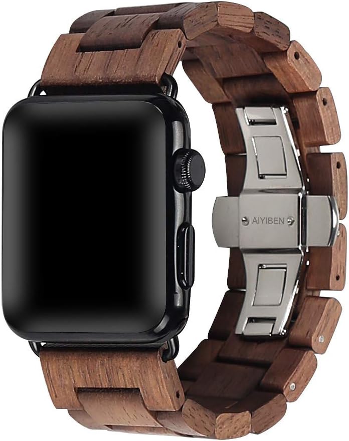 Watch Band 42mm44mm/45mm iWatch band Bracelet Strap Stainless Steel Clap with Adjustable Links Compatible for iWatch Series 7/6/5/4/3/2/1 Sport & Edition (Walnut)