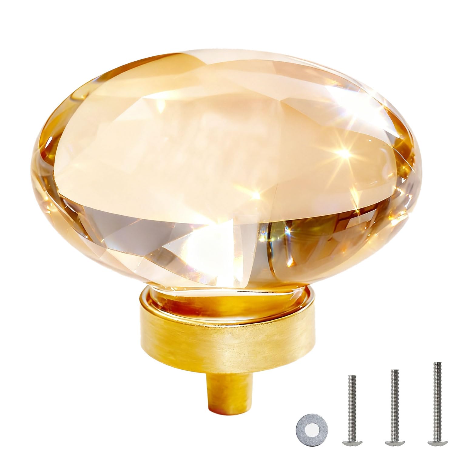 Photo 1 of 10 Pack Champagne Crystal Cabinet Knobs Antique Drawer Pulls, Oval Glass Gold Modern Cabinet Knobs for Dresser Drawers Kitchens Closet Cupboard Wardrobe,Clear Crystals Champagne Bronze Base Pack