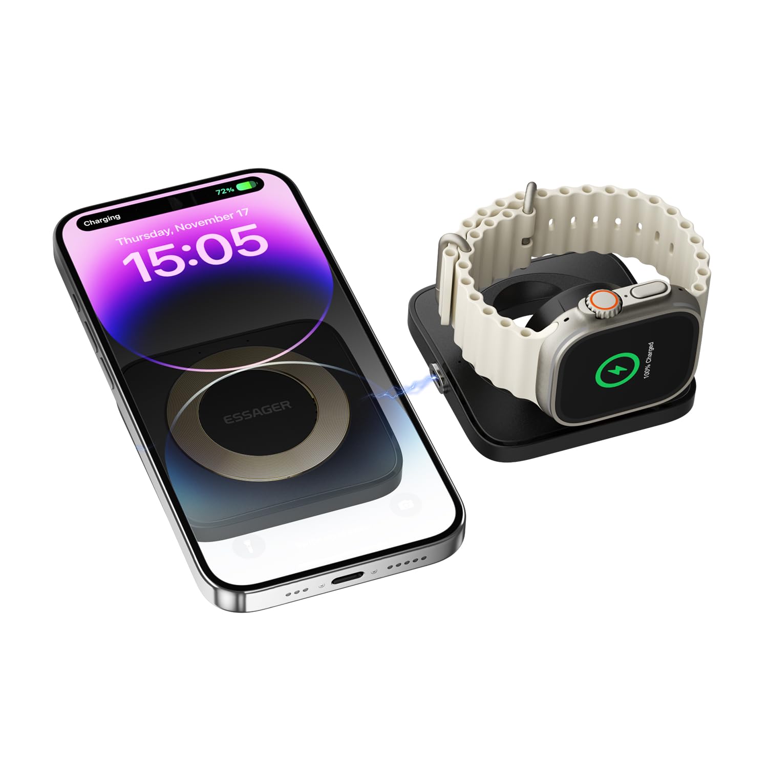 Photo 1 of ??????? 2 in 1 Wireless Charging Station Magnetic Detachable, Wireless Magnetic Charger for Apple, Compatible with iPhone 15/14/13/12, Airpods 3/2/Pro, iWatch(Black)
