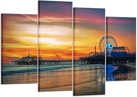 Amazon Com Kreative Arts 4 Panel Los Angeles Wall Art Fun Fair At