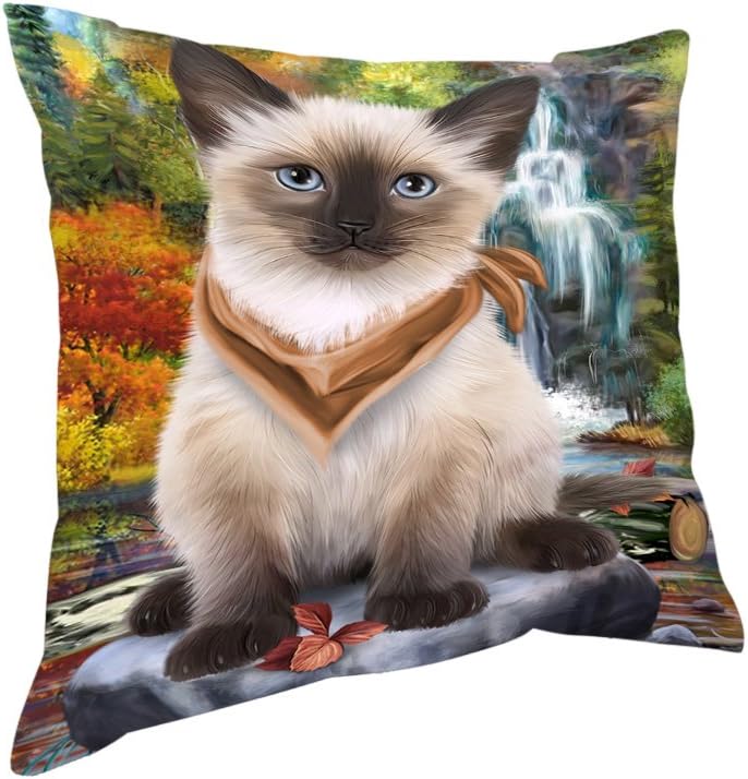 Amazon Com Doggie Of The Day Scenic Waterfall Siamese Cat Pillow