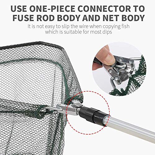 Luopei Fischernetz, 61 cm Aluminium-Teleskop-Angelkescher, zusammenklappbar, ausziehbar 180 cm, leicht, tragbar… – Bild 6