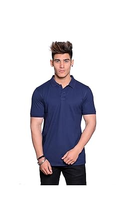 Illusion Dark Blue Polo Neck T-Shirt