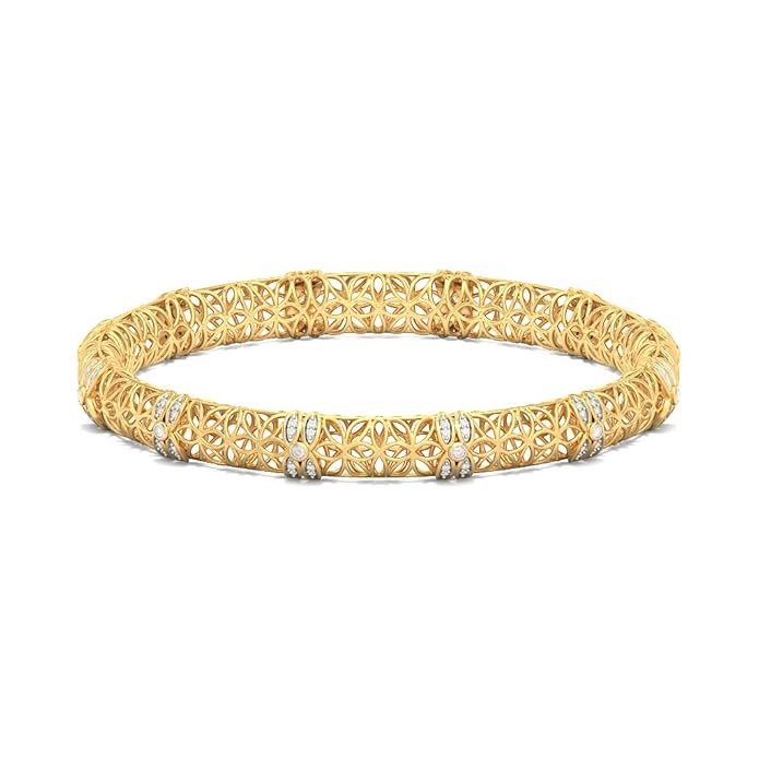 Buy BlueStone Yellow Gold and Diamond Manasa Lattice Bangle Online at