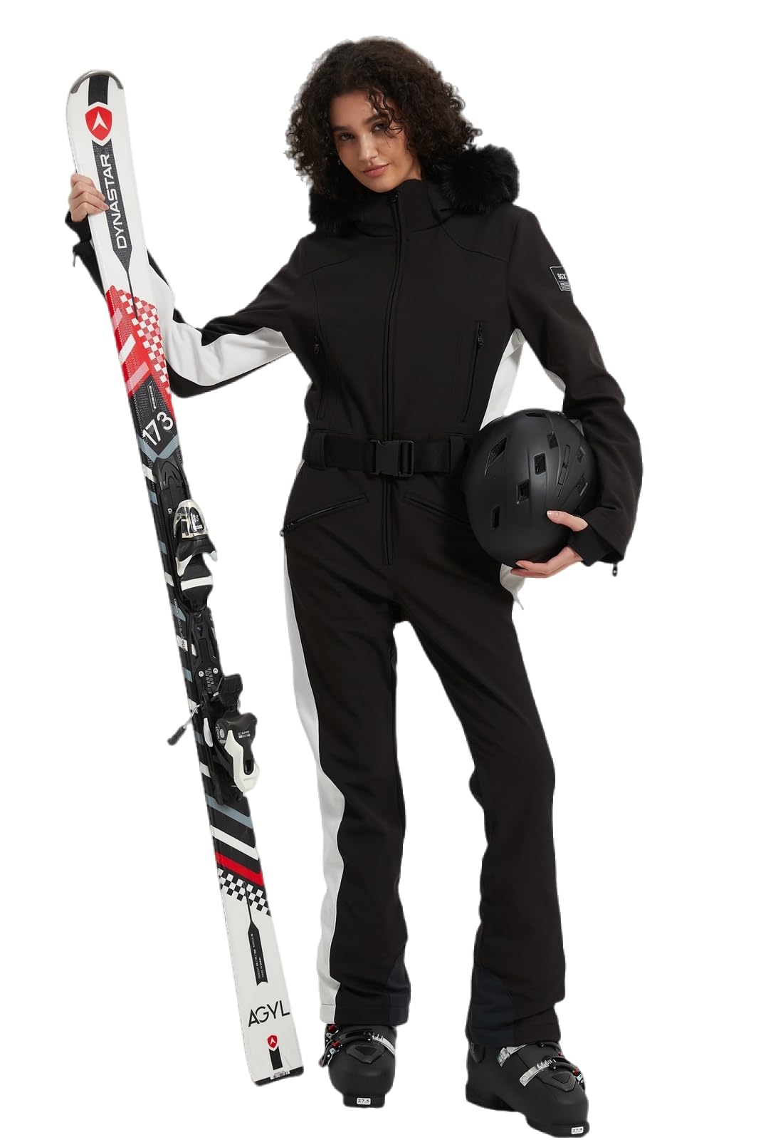 Photo 1 of BGX Women Ski Suit One Piece Snowsuit Snowboard Slim Fit Insulated Jumpsuit Waterproof Windproof Winter Sports Warm(M,BLK Wht)