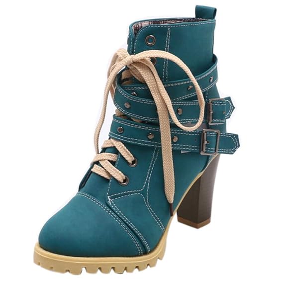 Vectry Chelsea Boots Damen Retro Stiefeletten Kurzschaft Leder Schuhe Mit Absatz Kurze Winterstiefel Mädchen Freizeit Schnürh