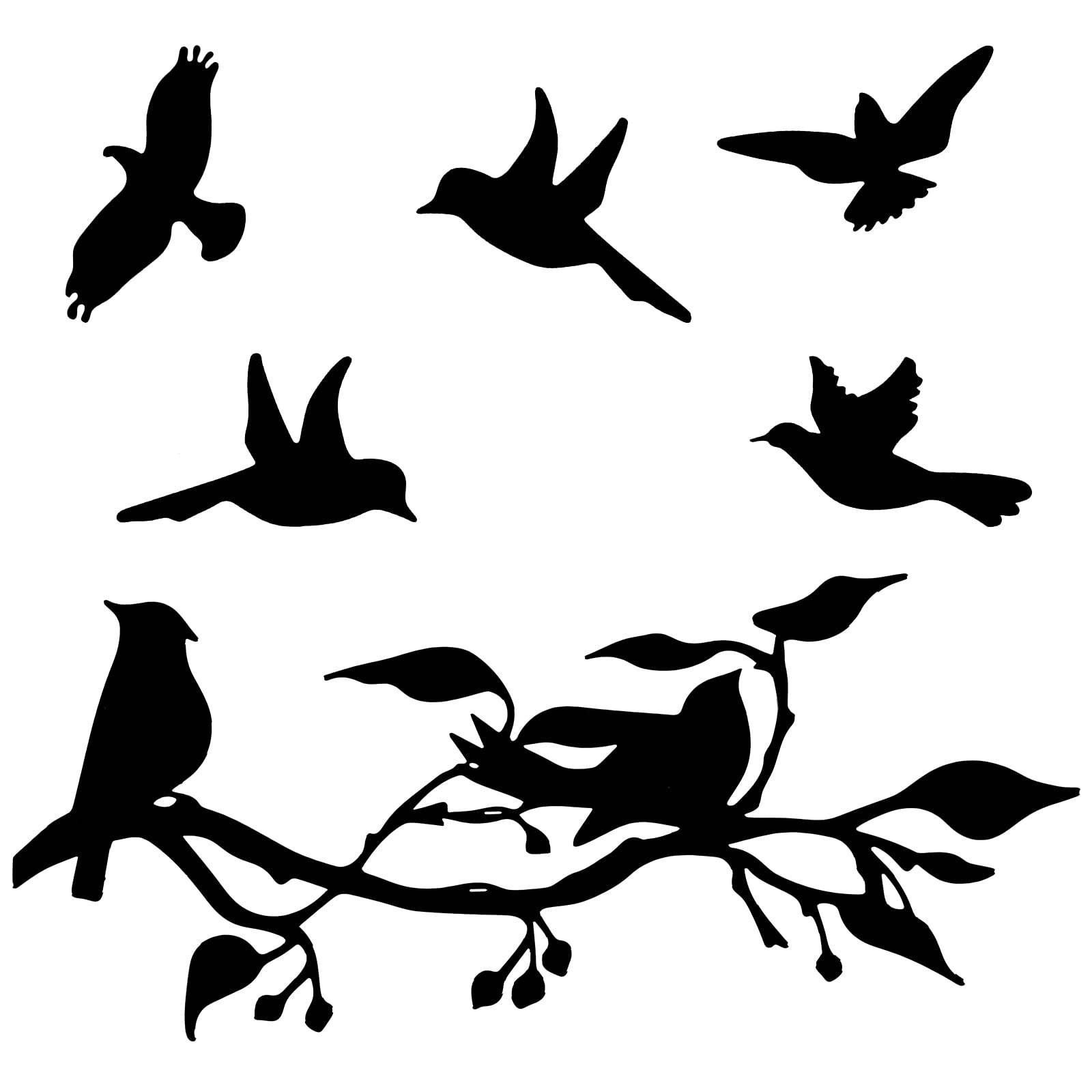 Photo 1 of Hotop 2 Pcs Metal Birds Wall Art Vivid Birds on Branch Silhouette Wall Decor Black Leaves with Bird Outdoor Metal Hanging Wall Sculpture for Home Balcony Garden(Modern Style)