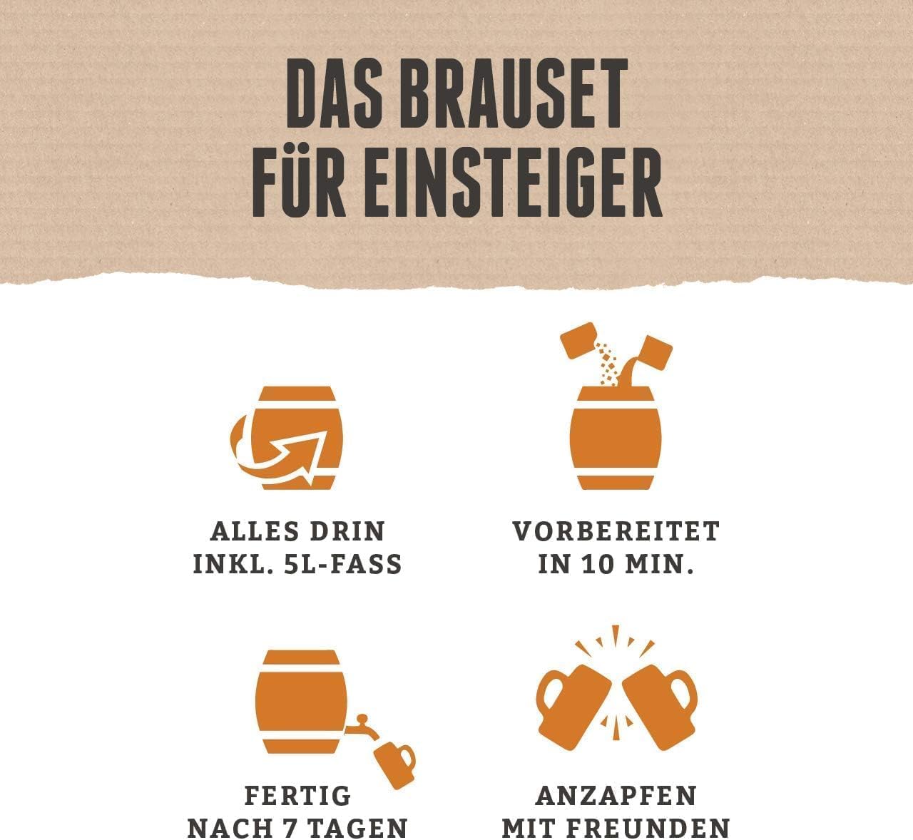 braufaesschen |Bierbrauset zum selber brauen | Pils im 5 Liter Fass | In 7 Tagen fertig | Geschenk für Männer, Freund oder Vater | Biergeschenk 5