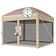 Quictent 10’x10’ Pop up Canopy Tent with Netting, One Person Instant Setup Screen House Room Tent Screened- 2 Magnetic Doors, Waterproof (Khaki)