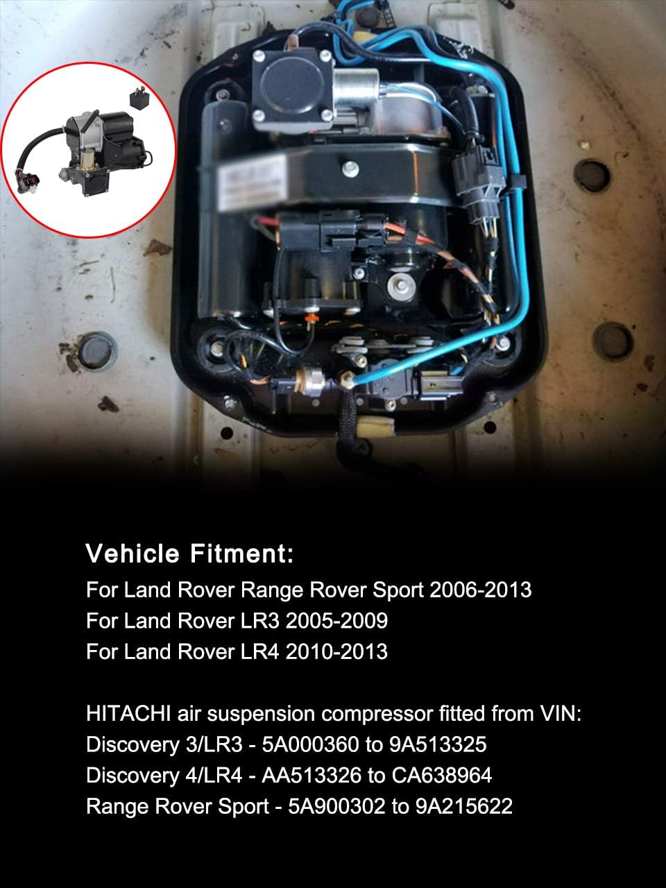 LR023964 Hitachi System Air Suspension Compressor Pump Fits for Land Rover LR3 LR4 Range Rover SPORT 2005-2013: Home Improvement