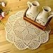 kilofly Crochet Cotton Lace Table Placemats Doilies Value Pack, 4pc, Hexa, Beige, 12 inch