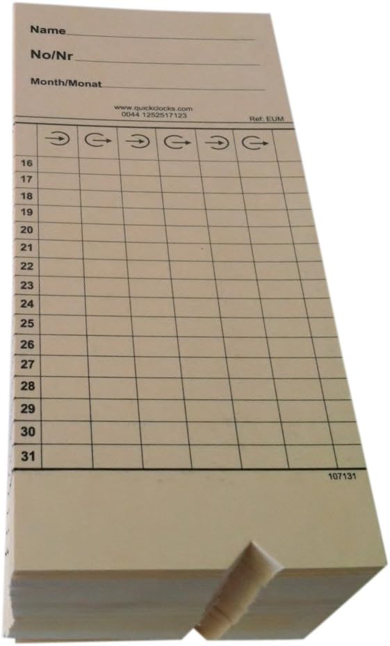 Time clock cards QC200, QC400N, QC500E, BX1500E (x200)