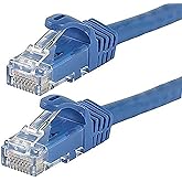 Monoprice Cat6 6in Blue 12-Pk Patch Cable UTP 24AWG 550MHz Pure Bare Copper Snagless RJ45 Flexboot Series Ethernet Cable