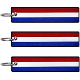 JAVD Netherlands Flag Keychain Tag with Key Ring - Keys, Cars, Motorcycles, Backpacks, Luggage and Gifts - EDC (3 Pack)