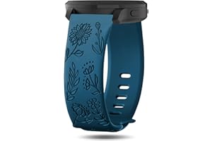 Inhosper 20mm Floral Engraved Bands Compatible with Garmin Vivoactive 6/5/3/Venu/Venu Sq/Venu 2 Plus/Forerunner 165/55/245/64