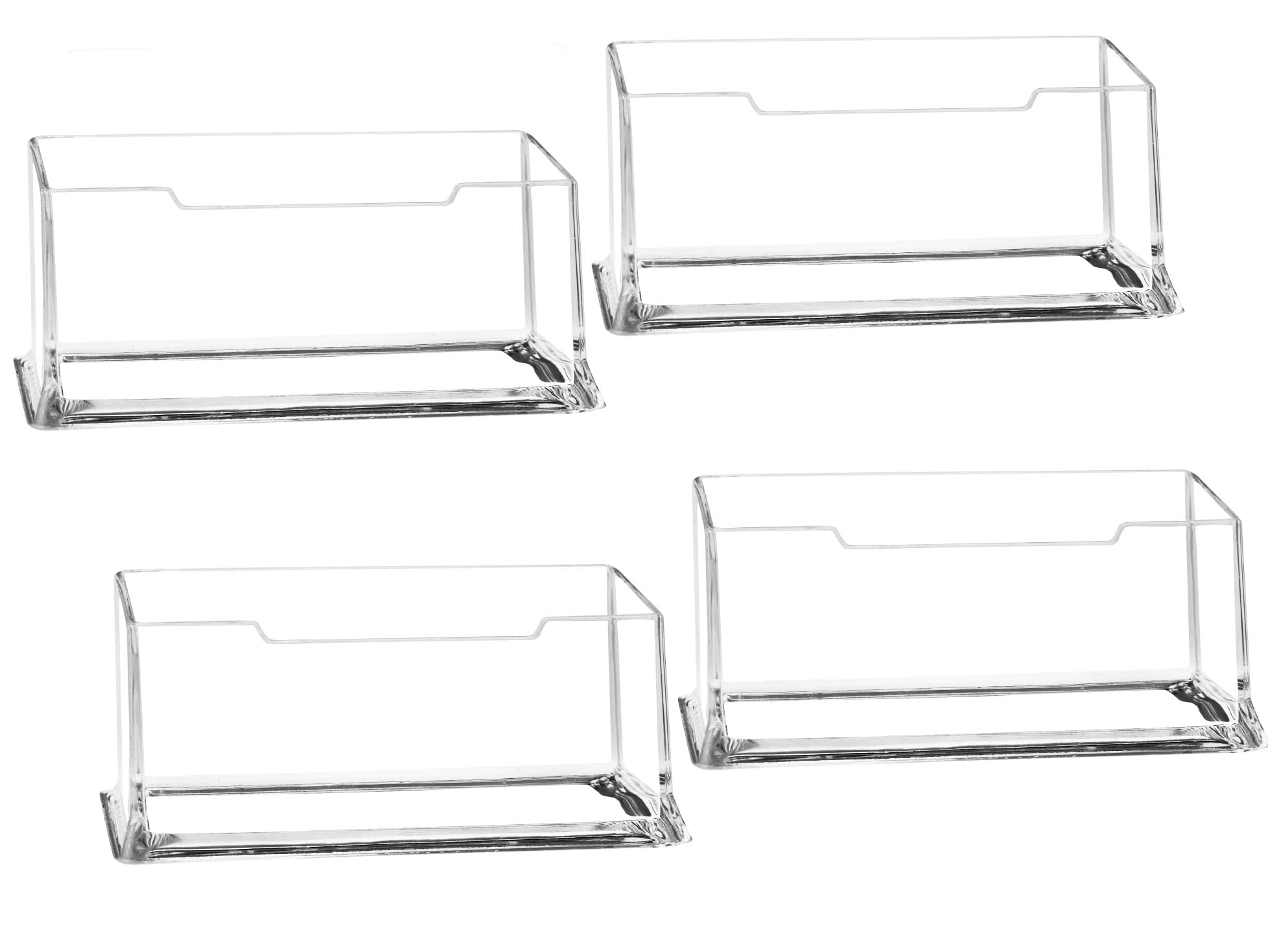 Semazz Clear Business Card Holder,4 Pack Acrylic Card Display Stand Name Card Holder Landscape Freestanding Card Stands for Desk Office Collection Organizer 103*43MM