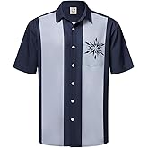 Hardaddy Men's Vintage Bowling Shirt Short Sleeve Button Down Hawaiian Summer Beach Printed Casual Shirts