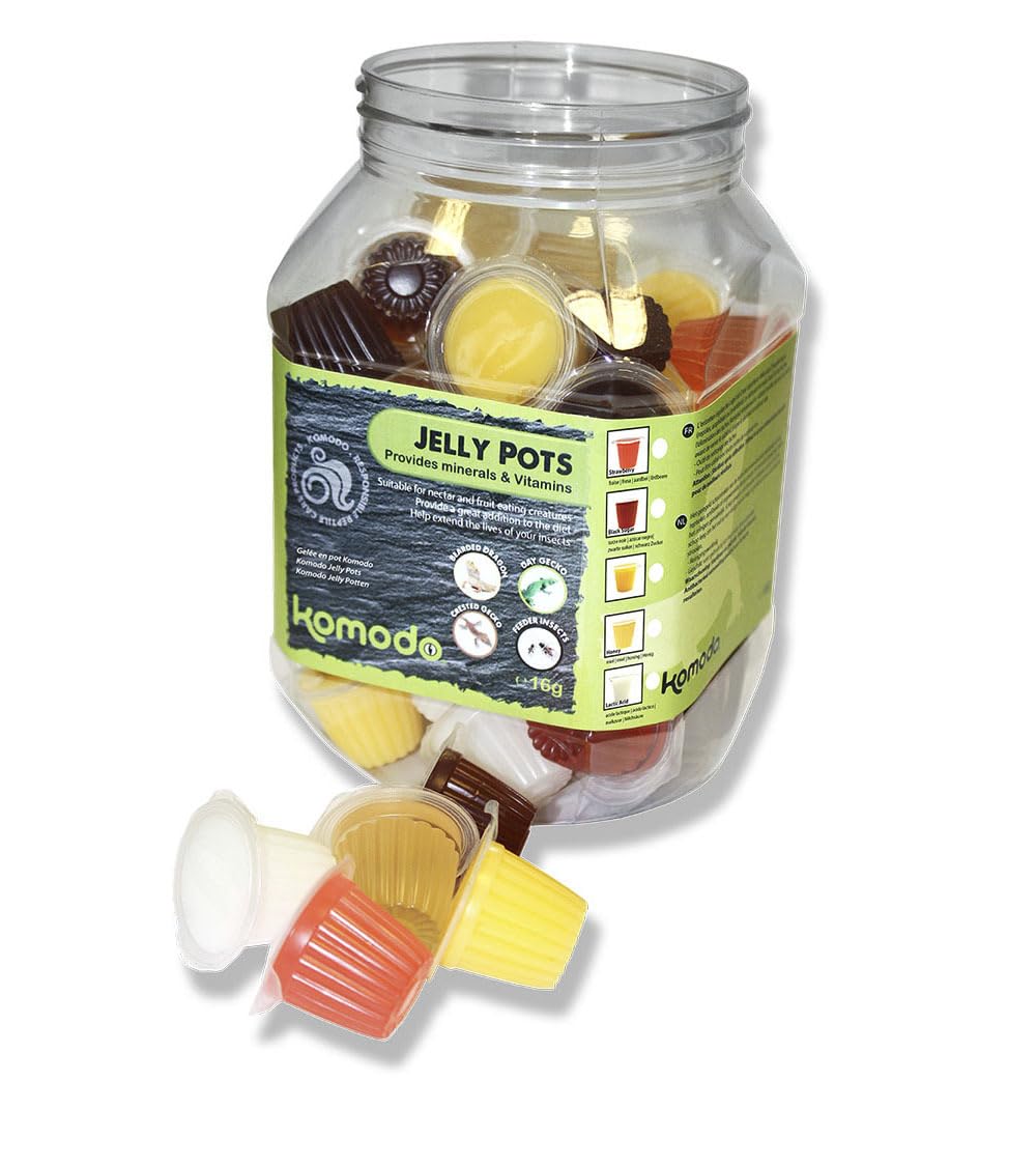 Komodo Jelly Pots Mixed Flavours Refill Pack for Crickets, Beetles, Cockroaches and Millipedes 30 Piece Nutrient Rich Vitamin Boost Natural Safe Healthy Treat ( packaging may vary )