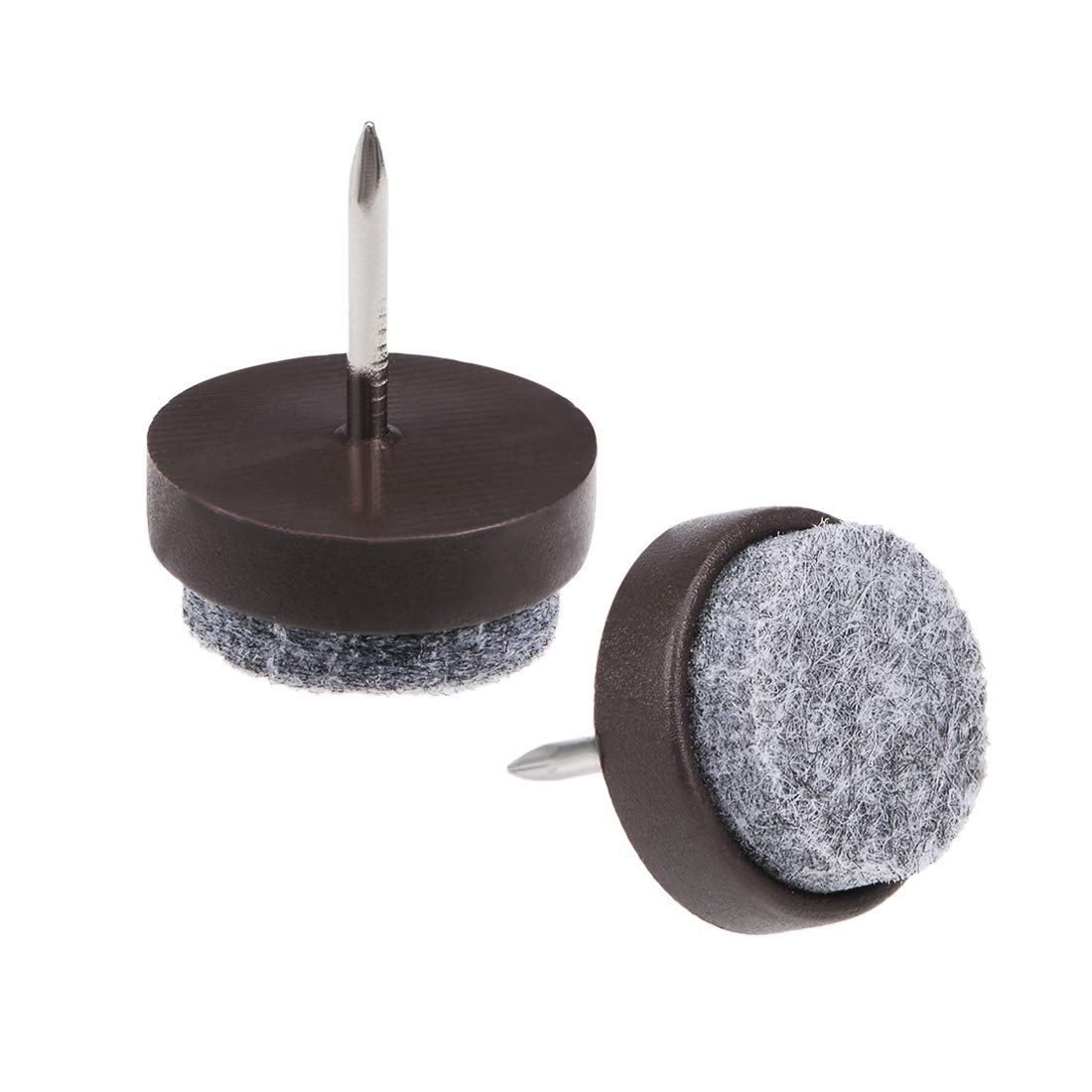 sourcing map Nail On Furniture Felt Pads Glide Chair Table Leg Protector 20mm Dia Brown 36pcs