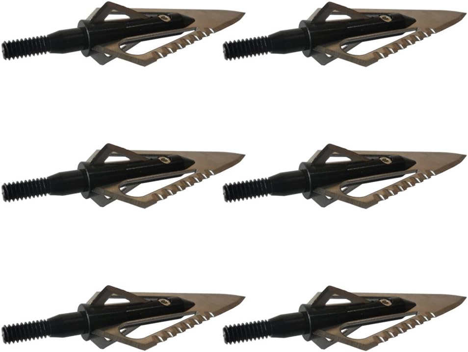 e5e10 6 PCs Serrate Broadheads 100 grains Sawtooth Blade Chainsaw Hunting Arrow Point