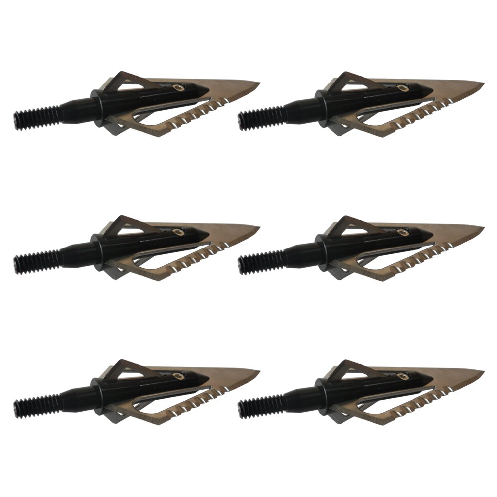 e5e10 6 PCs Serrate Broadheads 100 grains Sawtooth Blade Chainsaw Hunting Arrow Point