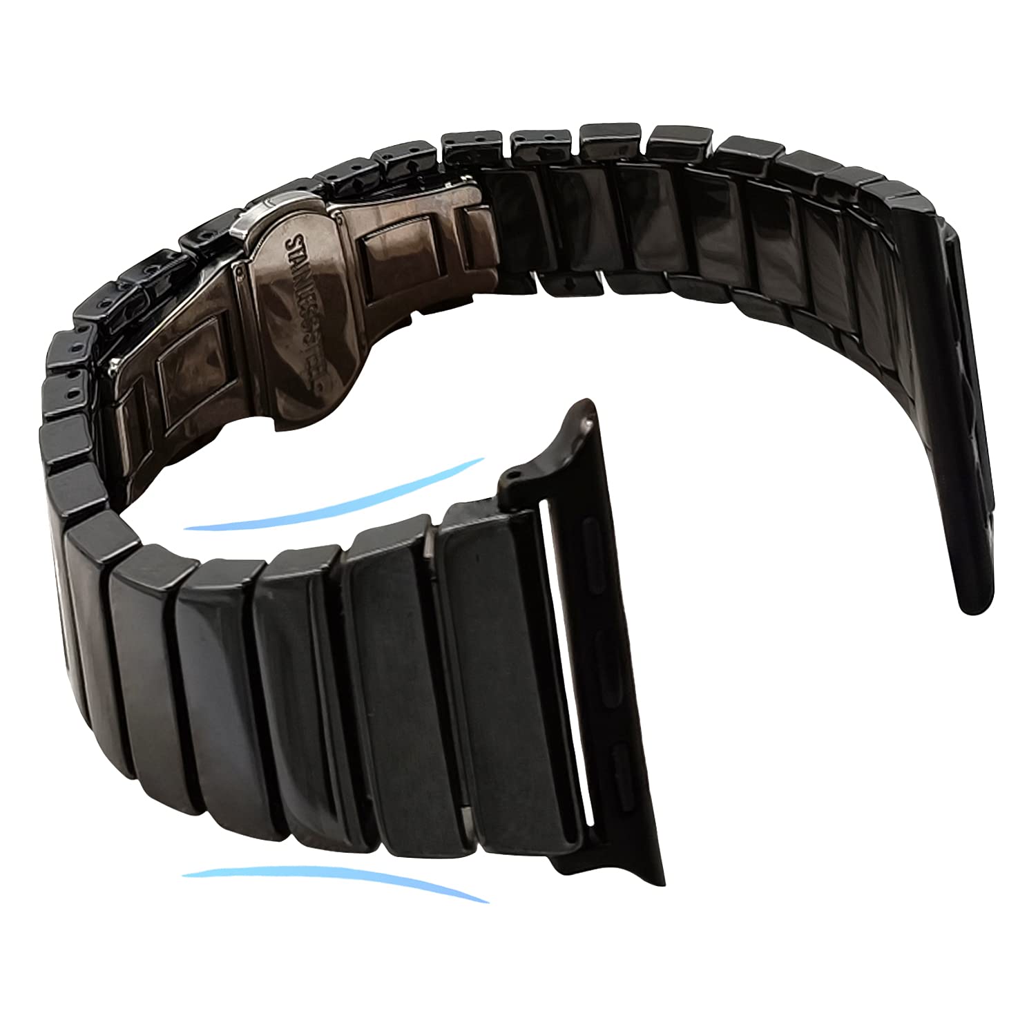 MaKTech Ceramic Wristband Replacement for Apple Watch band,Slim Link Bracelet Band Compatible with Apple Watch Series 11/10/9/8/7,Ultra 3/2/1,SE 3/2/1 [2025] (46mm/45mm/44mm/49mm,Black) — image 1