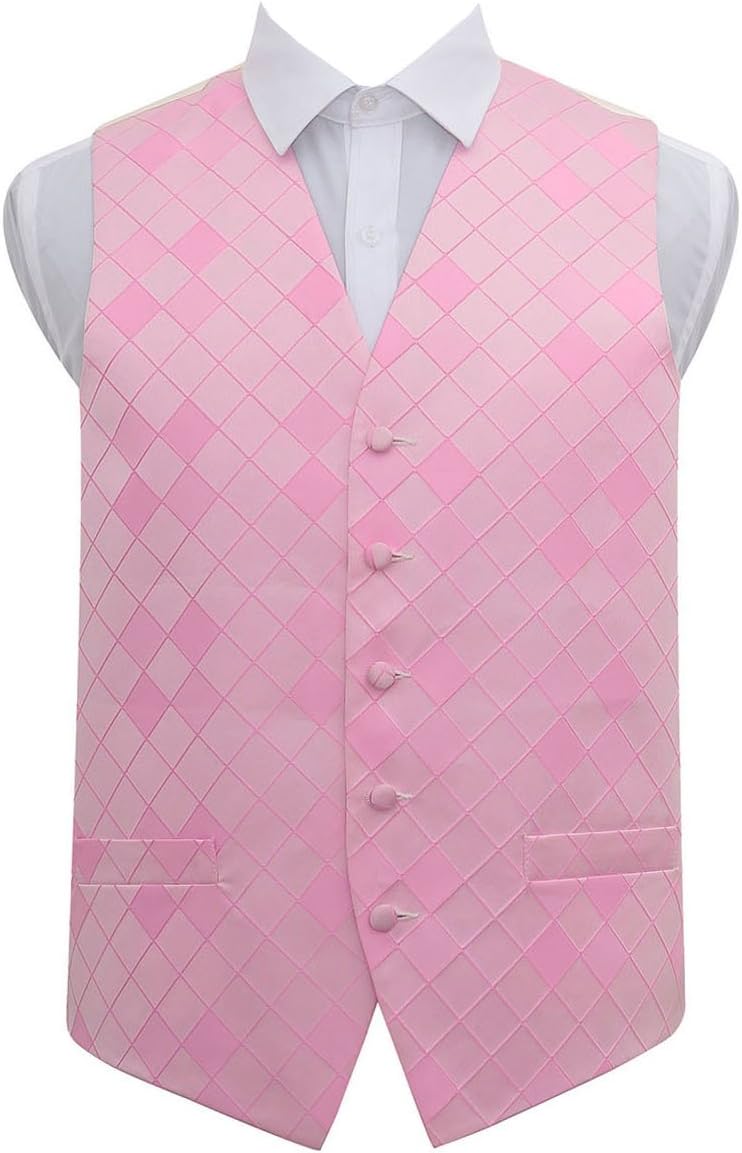 DQT Diamond Patterned Wedding Tuxedo Waistcoat Vest for Men…
