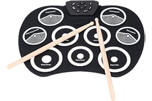 FAUOSWUK Roll Up Electric Drum Set, Portable 9 Pads Electronic Drum Kit with Pedal Stand for Practice Learning and Gaming