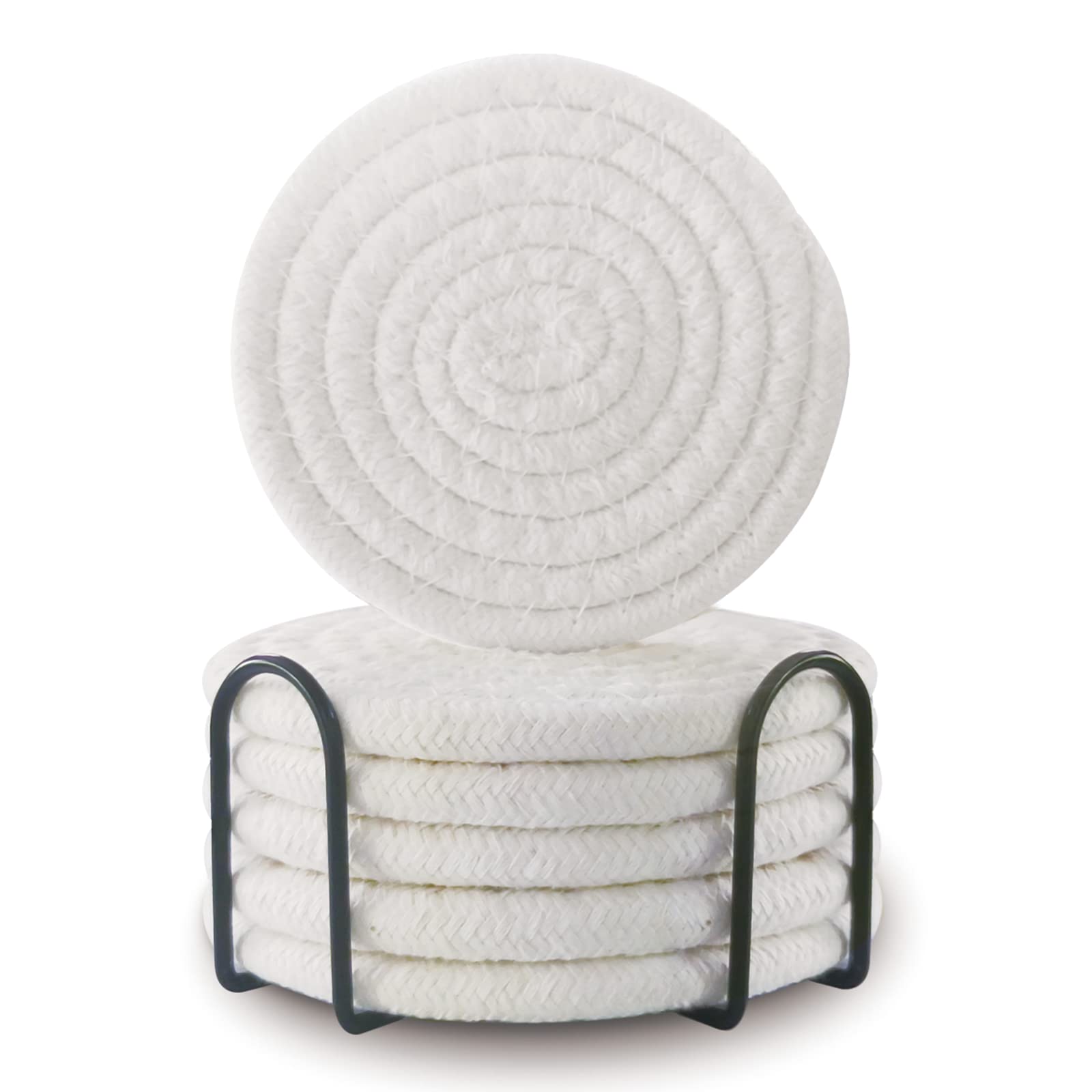 6/8 Pcs Vintage Round Woven Coasters，Absorbent & Heat-Resistant for Home Coffee Table Desk Cups Tabletop Protection，Boho Decor for Living Room, Birthday Gifts for Women