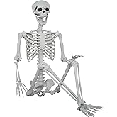 5.9ft Halloween Life Size Skeleton Realistic Full Body Skeletons Plastic Human Bones with Movable Joints for Halloween Props Spooky Party Decoration