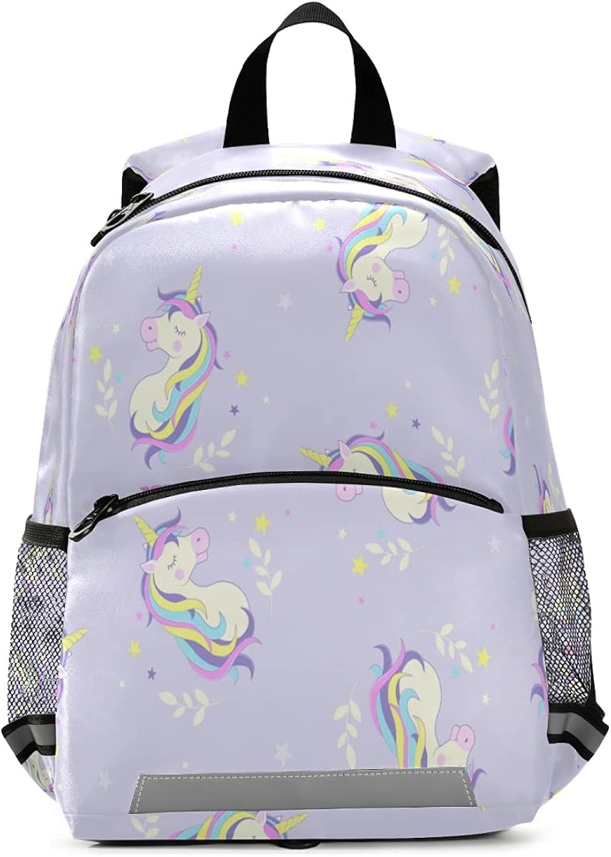 Kinder-Rucksack mit weißem Einhorn, lila Kindergarten-Schultasche für