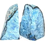 Zentron Crystal Collection Large Pair of Polished Blue Agate Bookends (3-6 Pounds)