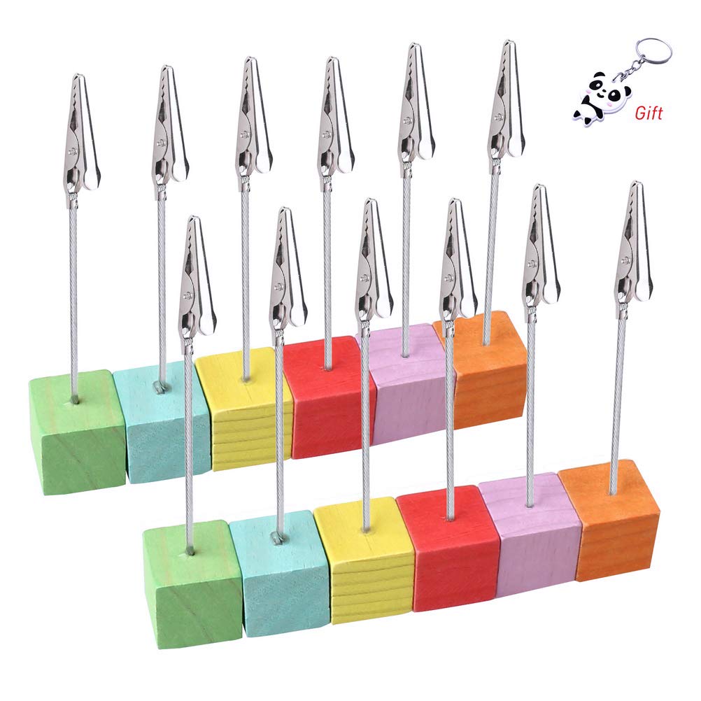 Amazon 木製 写真 メモ 12個セット クリップ メモ スタンド カードホルダー スタンド フォトカード ホルダー クリップ メモ