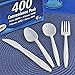 Disposable Plasticware Combo Set, White - 400 Count Cutlery - Fork, Knife, Spoon, and Teaspoon - Dining Collection