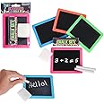 The Dreidel Company Neon Chalkboard Set Includes Board, Chalk, and Eraser, Educational Learning, Kids Prizes, Prize Giveaways, Party Favors - Assorted Colors (4-Pack)