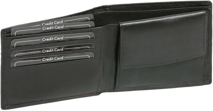 LEAS Men's and Women's Wallet Horizontal Format RFID Slim Wallet Against Data Theft, Genuine Leather, Black