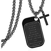 Zoxuxiwu Dog tag Necklace for Men 925 Sterling Silver Black Cross Dog Tag Necklace Inspirational Jewelry Gifts for Men