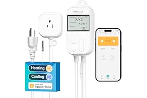 meross Smart Temperature Controller 15A 1800W, Smart Wi-Fi Thermostat Controlled Outlet Plug Works with Apple Home, Alexa, Google Home for Heating Cooling Homebrew Fermentation Reptiles Greenhouse